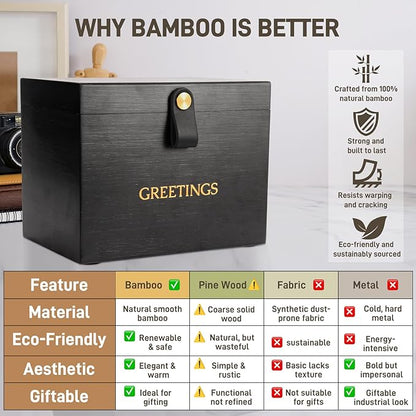 Large Bamboo Greeting Card Organizer Box - Image 4