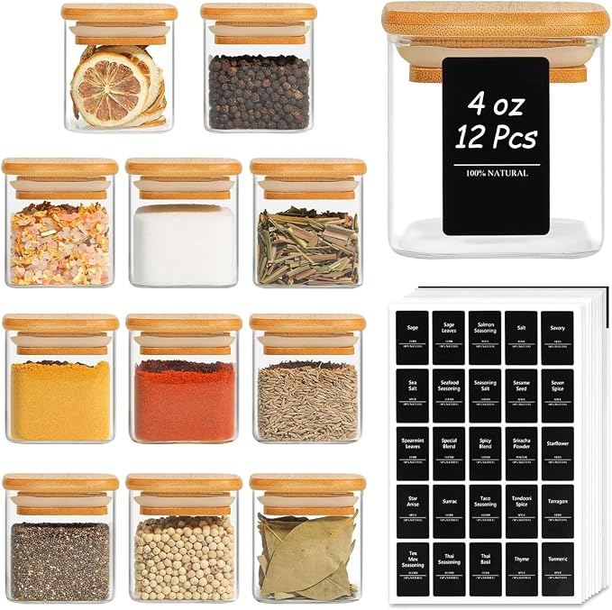 ComSaf 12Pcs Glass Spice Jars by ComSaf
