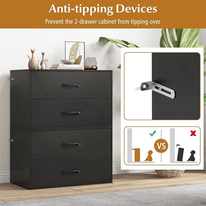 Giantex Stackable Drawers for Closet, 2-Drawer Short Dresser, Anti-Tipping - Image 7