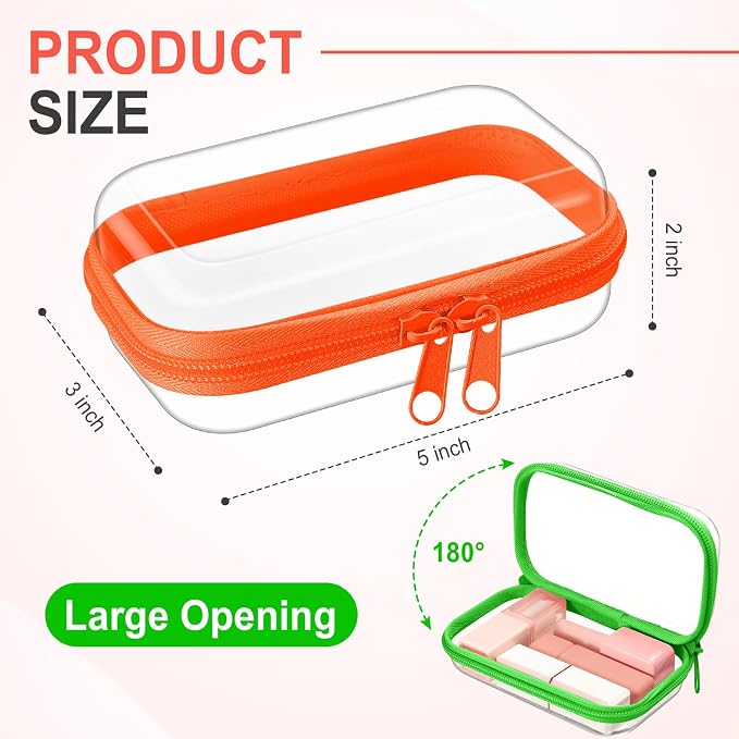 Hoolerry 4 Pcs Hard Clear Zipper Case Makeup Bags Plastic Pencil Pouch - Image 2
