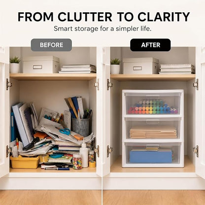 3 Drawer Storage Tower, Wide Plastic Floor Organizer - Image 5
