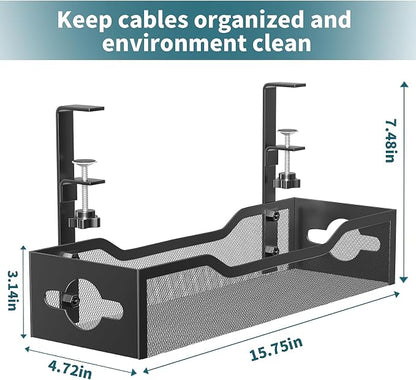 Under Desk Cable Management Tray Black, Litwaro Cable Management Under Desk No - Image 5