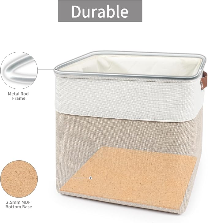 13x13 Cube Storage Bins, Collapsible Fabric Storage Box, 4 Pack Closet Baskets - Image 4