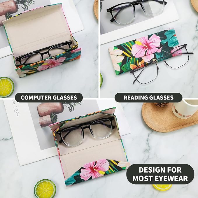 Foldable Glasses Case, Magnetic PU Leahter Sunglasses Case, Cute Hard Shell - Image 2