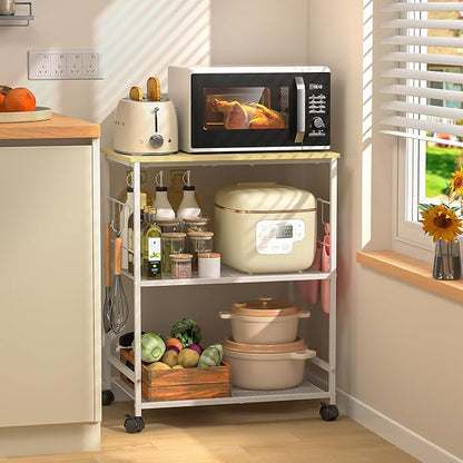 ThreeHio Rolling Kitchen Microwave Cart, 3 Tier Microwave Table Stand by ThreeHio