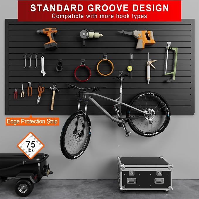 4'H x 8'W Slatwall Panel Garage Wall Organizer, Heavy Duty Interlocking Slat - Image 4