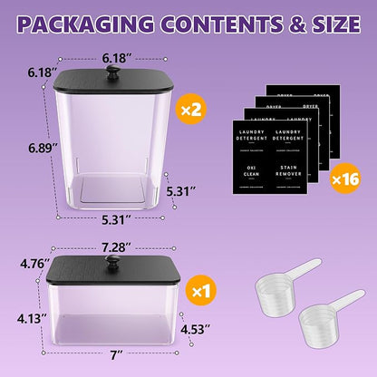 Moforoco 3 Pack Laundry Pods Container, Large Detergent Powder Storage - Image 2