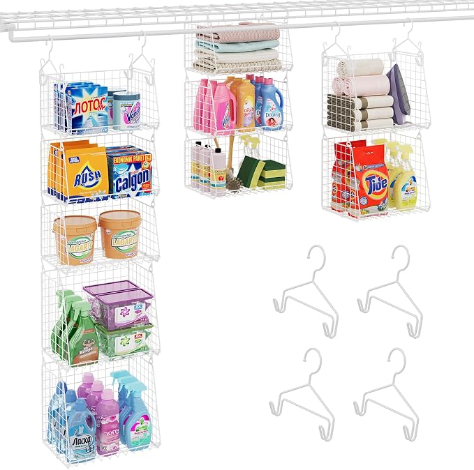 Sonyabecca 5-Tier Hanging Laundry Basket Organizer: Foldable Wire Shelf Basket - Image 8
