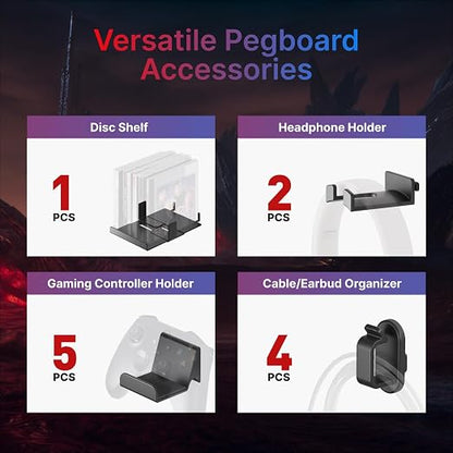 PEGZONE Controller and Headphone Holder Wall Mount, Modular Gaming Pegboard - Image 4