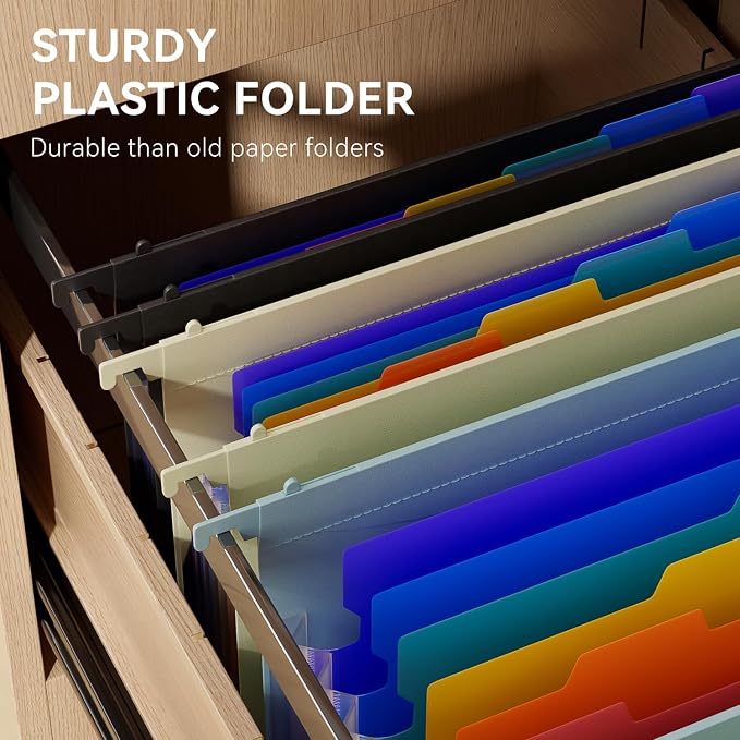 ThinkTex Plastic Expanding Hanging File Folders, 7 Innovative 1.2" Accordion - Image 3