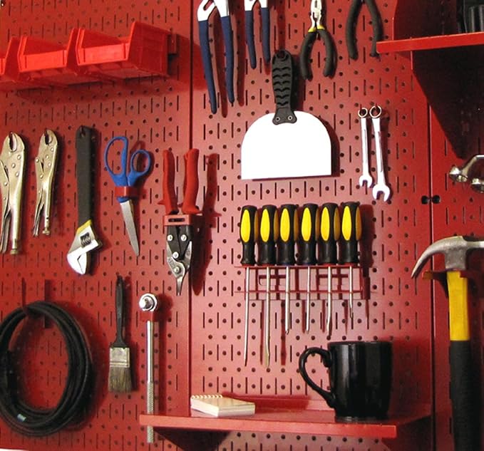 Wall Control Pegboard 32in x 16in Red Metal Pegboard Tool Board Panel - Image 2