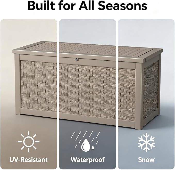320 Gallon Waterproof Outdoor Storage Box, Lockable Deck Box - Image 4