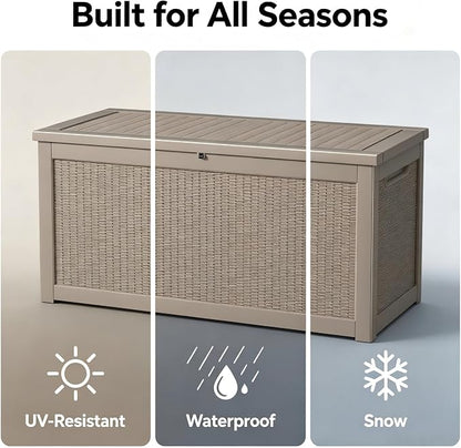 320 Gallon Waterproof Outdoor Storage Box, Lockable Deck Box - Image 4