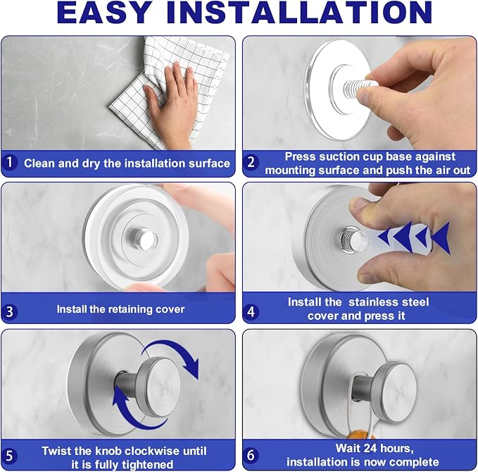 Bntuk Suction Cup Hooks for Shower, Removable Towel Hooks for Bathroom Window - Image 5