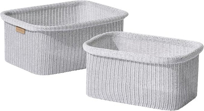 La Jolie Maison Blended Fabric Storage Baskets Set of 2, Rectangle Knitted by LaJolieMaison