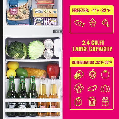 Mini Fridge with Top Freezer Apartment Size Dual Door Compact Small Refrigerator - Image 2