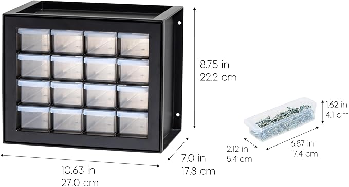 IRIS USA 16-Drawer Small Drawer Organizer, Garage Desk Storage, Stackable - Image 3