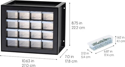 IRIS USA 16-Drawer Small Drawer Organizer, Garage Desk Storage, Stackable - Image 3
