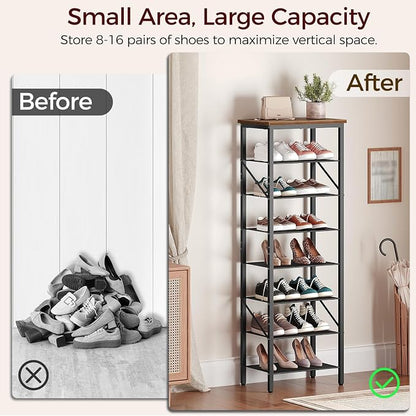 MAHANCRIS 8 Tier Narrow Shoe Rack Organizer, Tall Slim Shoe Storage - Image 4