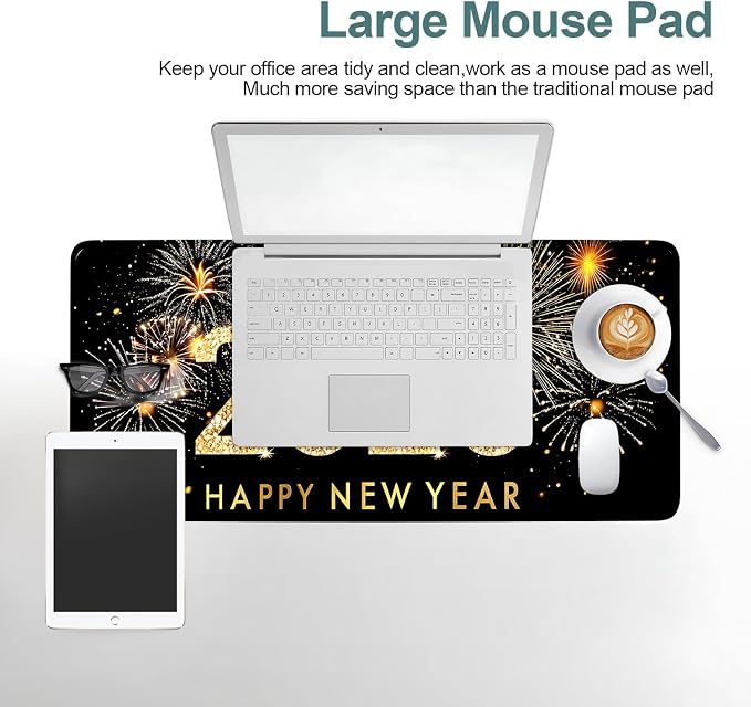 2026 Happy New Year Gaming Mouse Pad 31.5"x11.8"Desk Mat Anti-Slip Rubber Base - Image 6