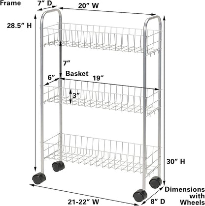 Household Essentials Slim Storage Cart, 3 Shelf Storage Cart - Image 3