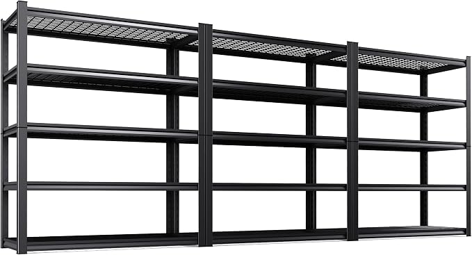 Set of 3 Garage Shelving-3000 lbs 5 Tier Storage Shelves, Adjustable Heavy Duty by CreatingaComfortableLiving