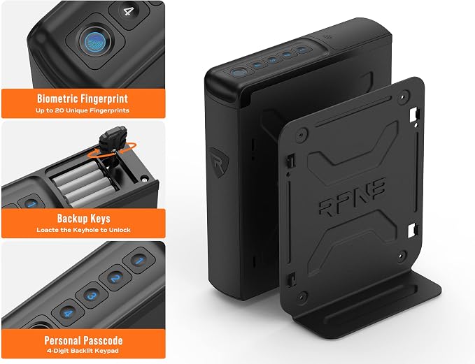 RPNB Gun Safe, Mounted Biometric Nightstand Handgun Safe - Image 7