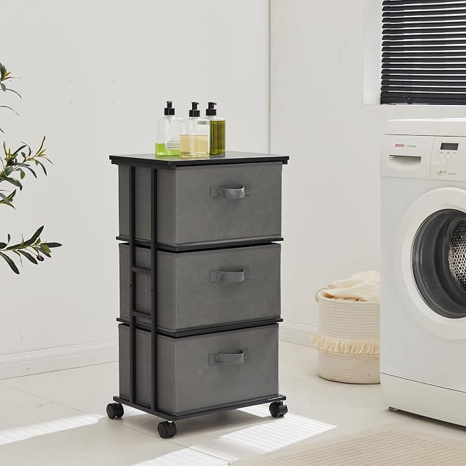 MAX Houser Dresser Tower with 3 Drawers, Chest of Drawers with with WoodTop - Image 9