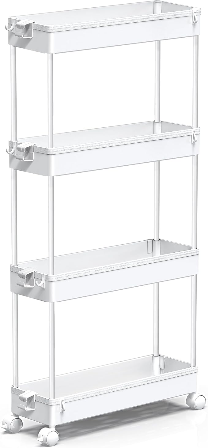 SPACEKEEPER Slim Rolling Storage Cart, 4 Tier Bathroom Cart Organizer, Mobile - Image 8