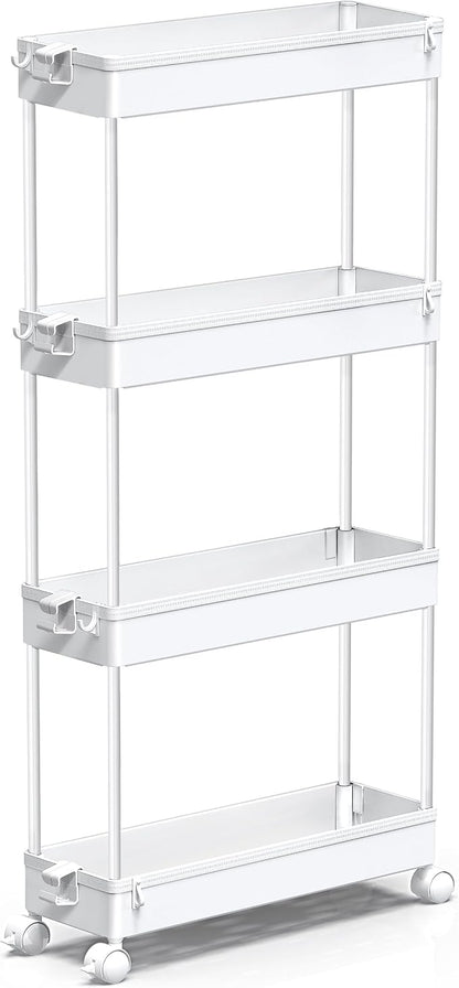 SPACEKEEPER Slim Rolling Storage Cart, 4 Tier Bathroom Cart Organizer, Mobile - Image 8