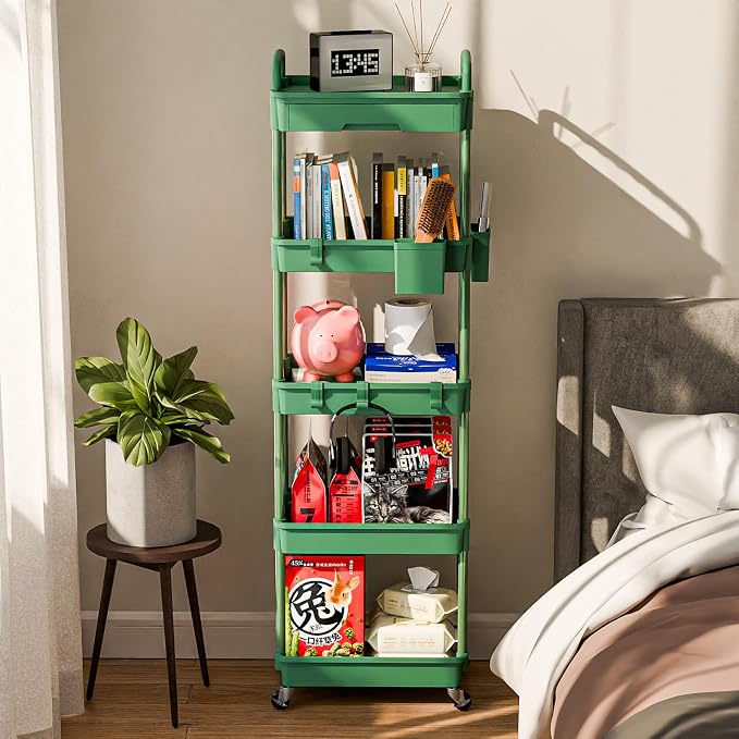 Sorgion 5 Tier Rolling Cart Organizer, Bathroom Cart Organizers - Image 2