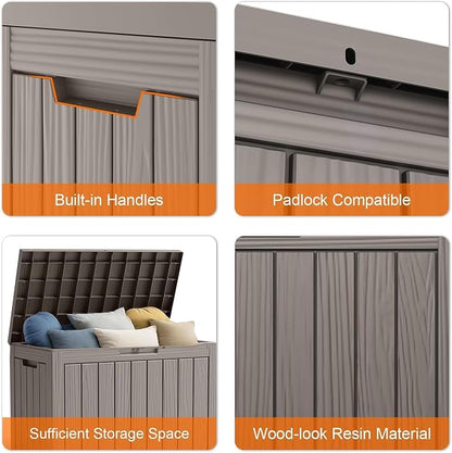 45 Gallon Waterproof Resin Deck Box, UV Resistant Outdoor Storage - Image 3