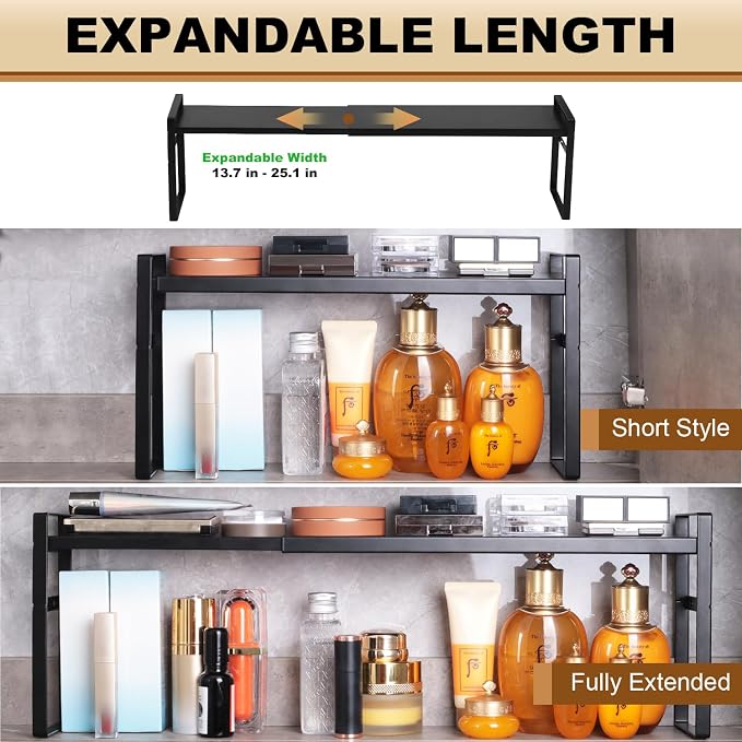 Expandable Narrow Medicine Cabinet Organizer Shelves Wide 3.58”, Metal Counter - Image 5