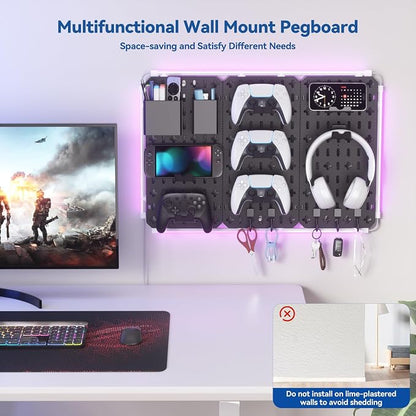 KDD 9 in 1 RGB Gaming Wall Organizer Peg Board - Image 3