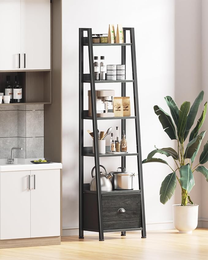 Furologee Bookshelf Set of 2, 6-Tier Ladder Shelf, Ladder Bookshelf - Image 5