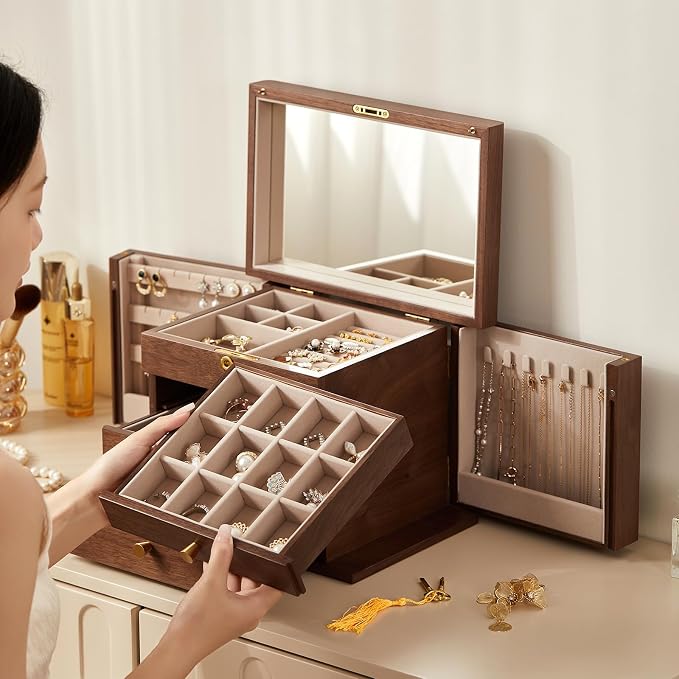 Black Walnut Wooden Jewelry Box, Wood Jewelry Organizer - Image 6