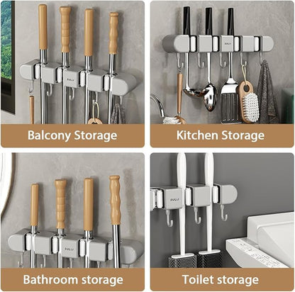 2Pcs Broom Holder Wall Mount, No-Drilling Self-Adhesive Mop and Broom Storage - Image 3