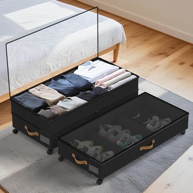 Under Bed Storage with Wheels 4-Pack, 75L XXL Under the Bed Storage Containers - Image 9