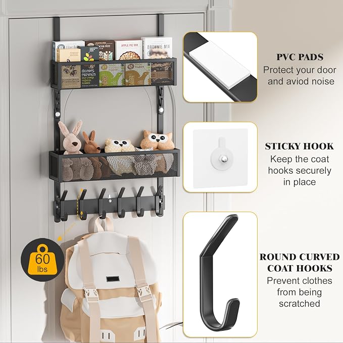 LUCYCAZ Over The Door Hooks Organizer, Door Hanger - Image 4
