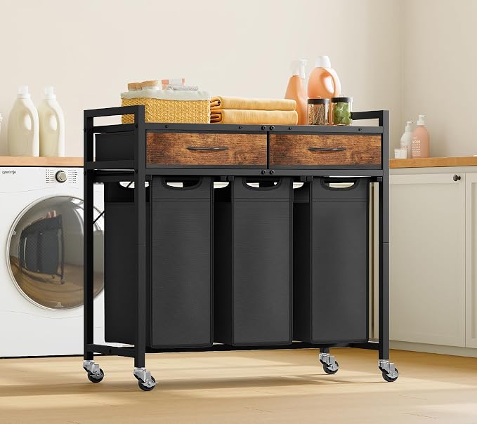 Laundry Sorter 3 Section, 120 L Laundry Hamper - Image 3