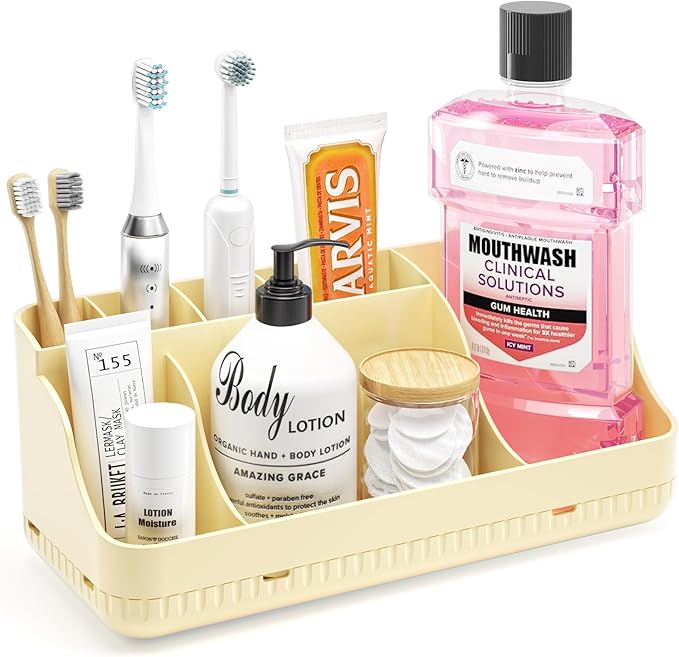 Bathroom Counter Organizer and Storage, 7 Slots Detachable Toothbrush Holders by Homtalker