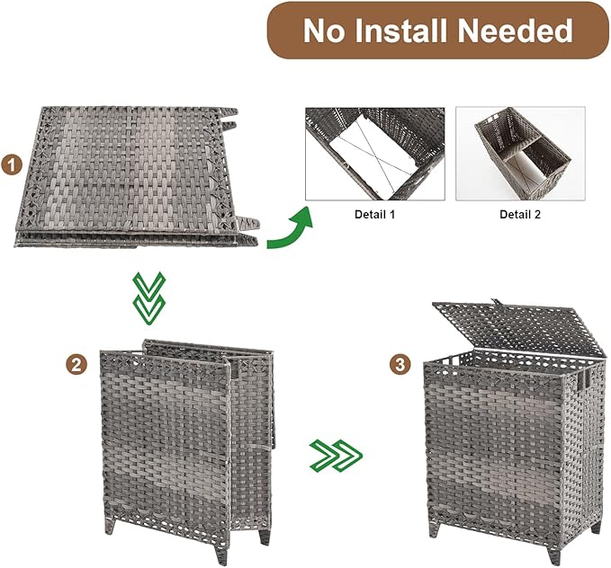 Laundry Hamper with Lid, 190L Large Laundry Basket 3 Section with 6 Removable - Image 5