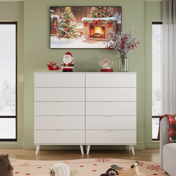 WLIVE 5 Drawer Dresser for Bedroom, Tall Wooden Dresser, Chest of Drawers for - Image 5