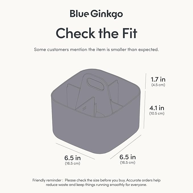 BLUE GINKGO Small Stackable Organizer Caddy – Korean-Made Portable Tote - Image 3