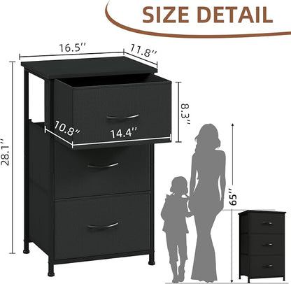 Somdot Small Dresser for Bedroom, 3 Drawer Storage Cabinet, Steel Frame and Mdf - Image 3