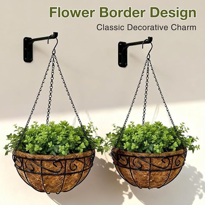 14 Inch Hanging Baskets for Plants Outdoor, 2 Pack Metal Wire Hanging Planters - Image 6