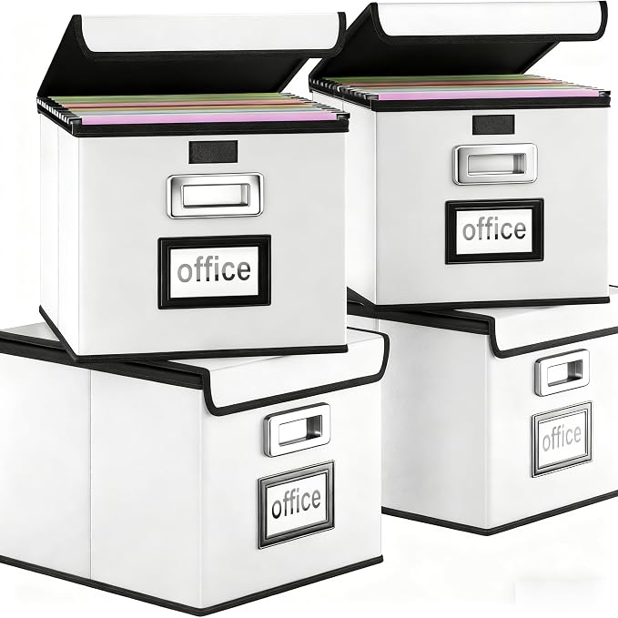 File Organizer Box with Lids, Collapsible File Folder Organizer | File Box with by Huolewa