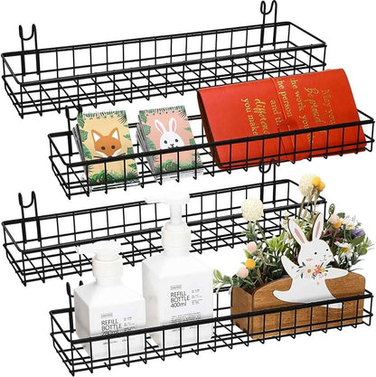 Blulu 4 Pcs 15.75 x 3.94 x 1.97 Inch Metal Grid Wall Baskets by Blulu
