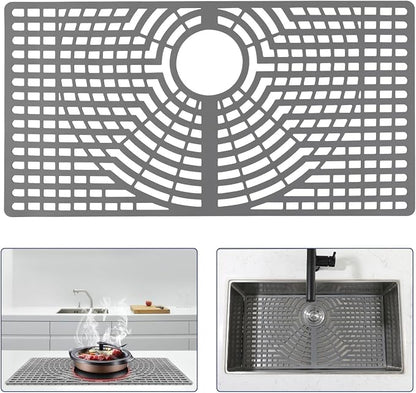Silicone Sink Protector 30"x16" Rear Drain Hole, Heat Resistant Non-slip by snuggery