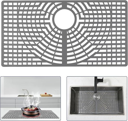 Silicone Sink Protector 30"x16" Rear Drain Hole, Heat Resistant Non-slip by snuggery